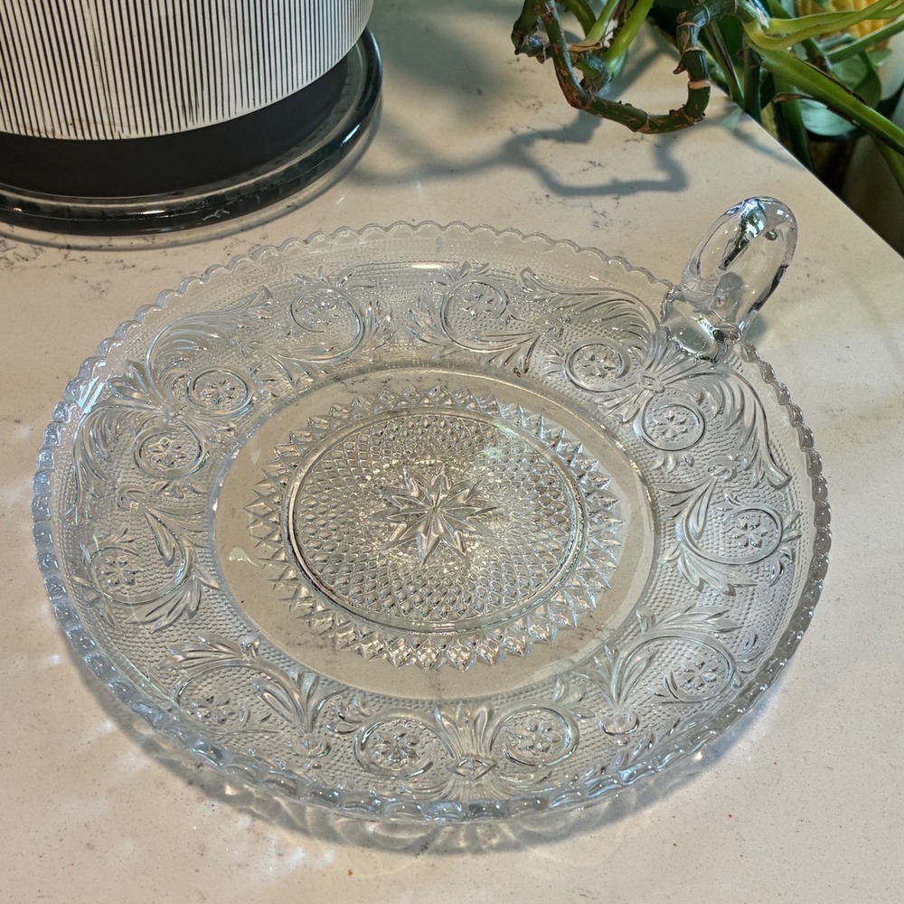 Vtg Tidbit Tray Duncan & Miller Glass Sandwich Pattern Victorian Mid Century